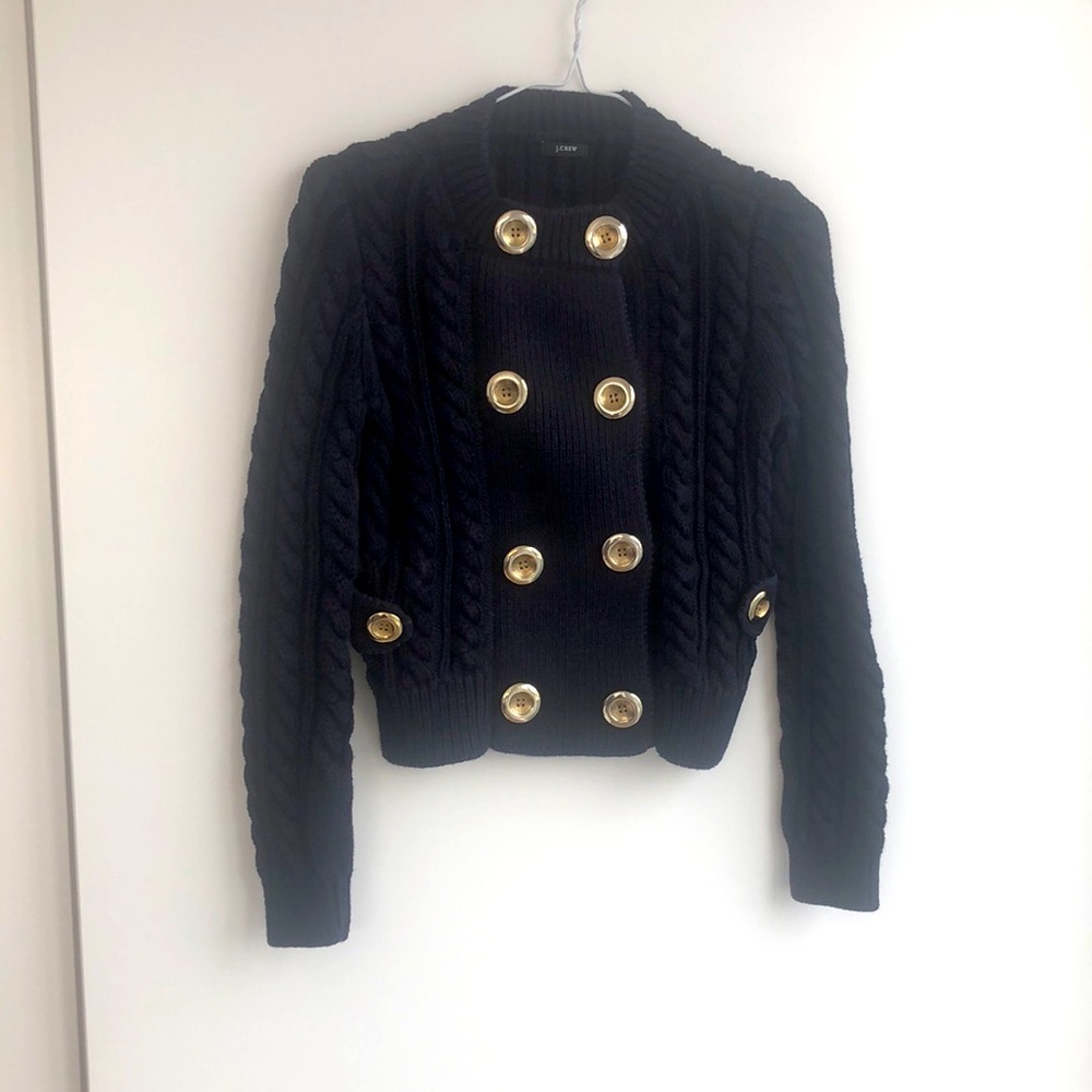 J.Crew Navy Cable Knit Cardigan Jacket Sweater, XS